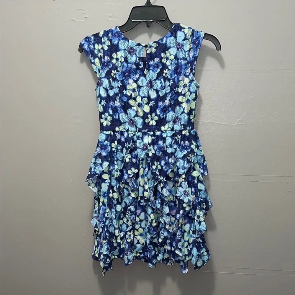 Floral‎ Blue Sleeveless Dress